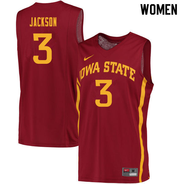 Women #3 Tre Jackson Iowa State Cyclones College Basketball Jerseys Sale-Cardinal - Click Image to Close